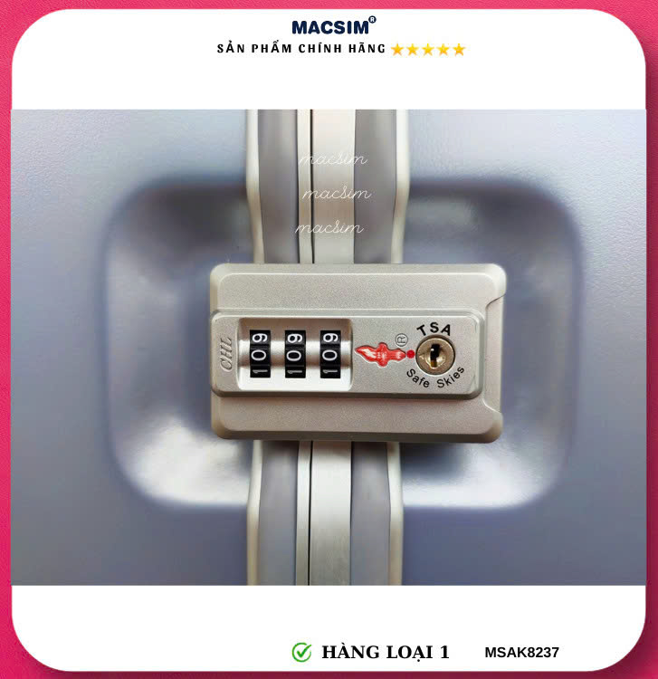 Vali cao cấp Macsim Aksen hàng loại 1 MSAK8237 cỡ 28 inch màu bạc