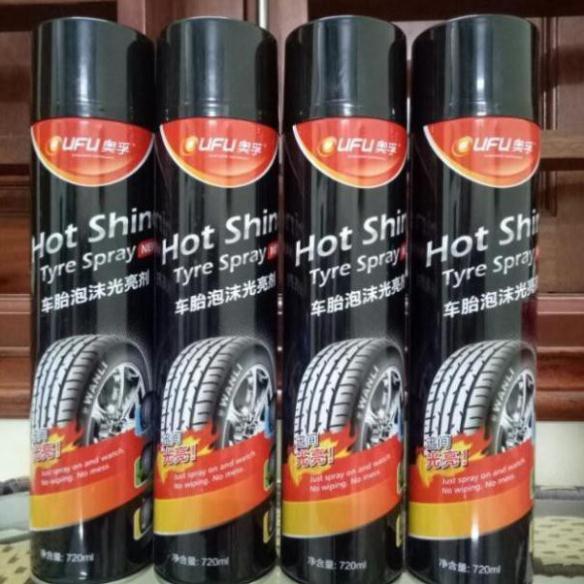 Xịt Bóng Lốp Hot Shine Đánh Bóng Lốp Xe, Làm Sạch Bụi Bẩn, Bảo Vệ Tăng Độ Đen Bóng Cho Xe Ô TÔ