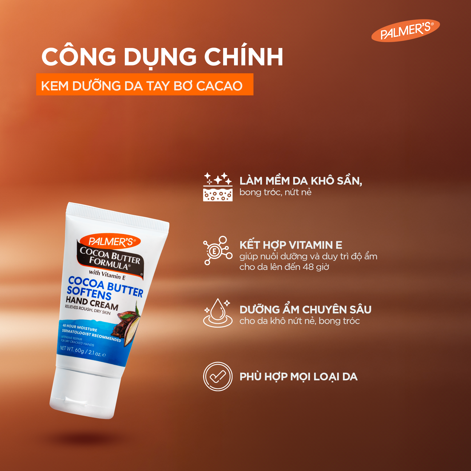 Kem dưỡng tay mềm mịn cho da khô Bơ Cacao Palmer's