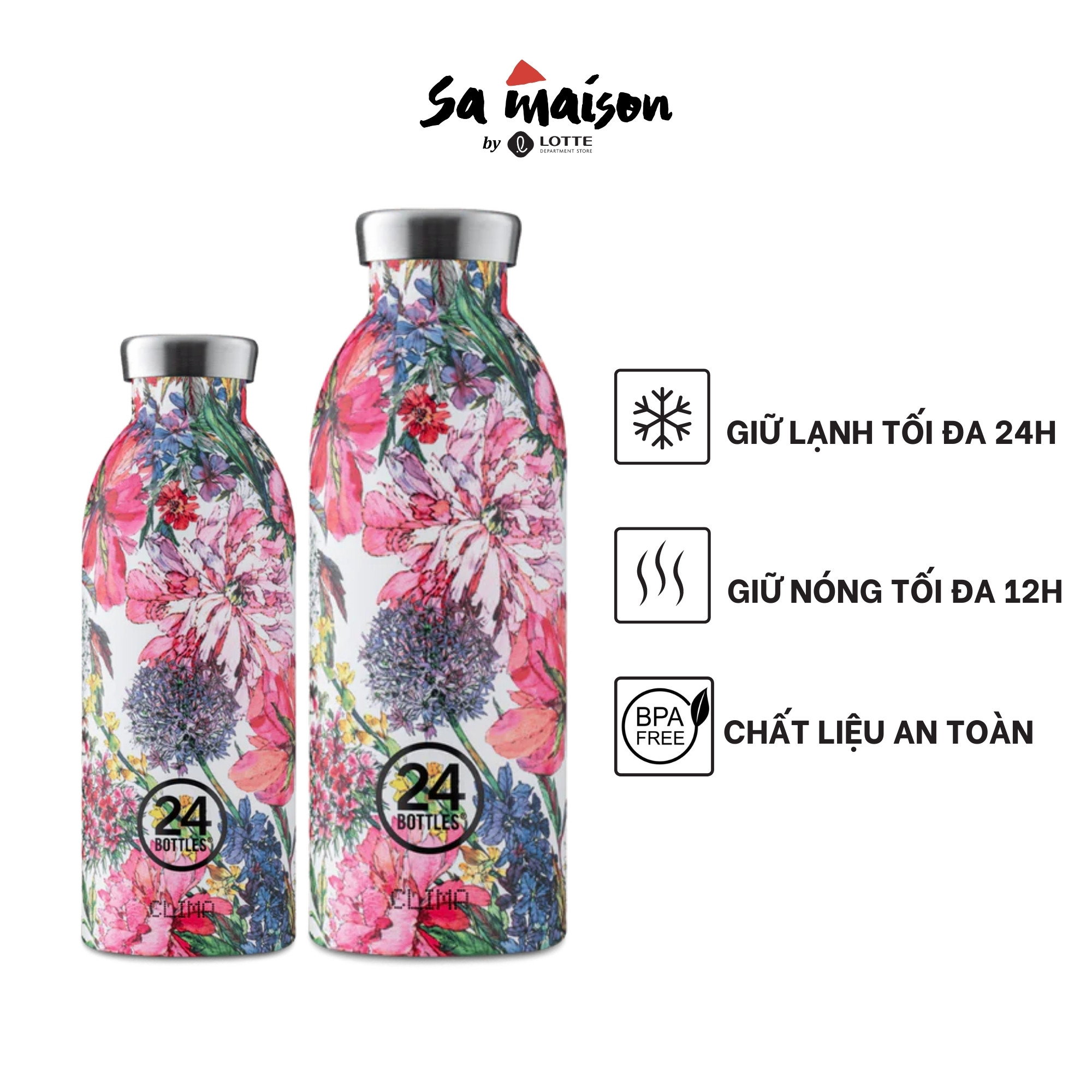 Bình giữ nhiệt chân không 24 Bottles Clima Begonia