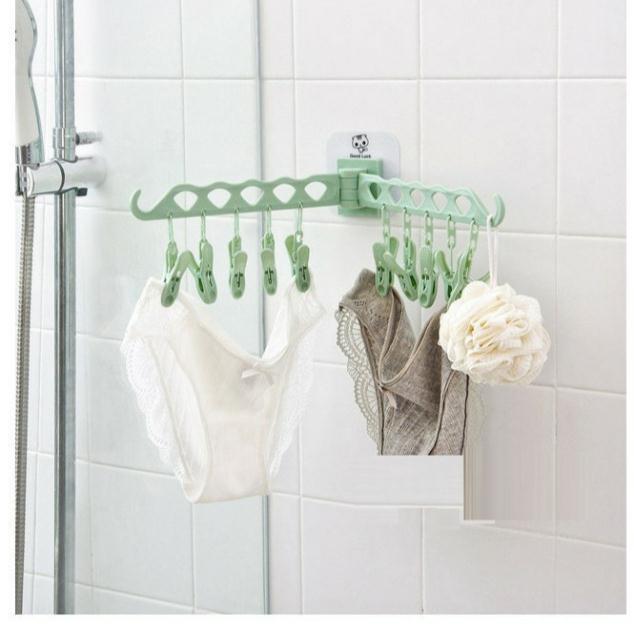 Móc treo quần áo, tất dán tường thông minh 10 kẹp