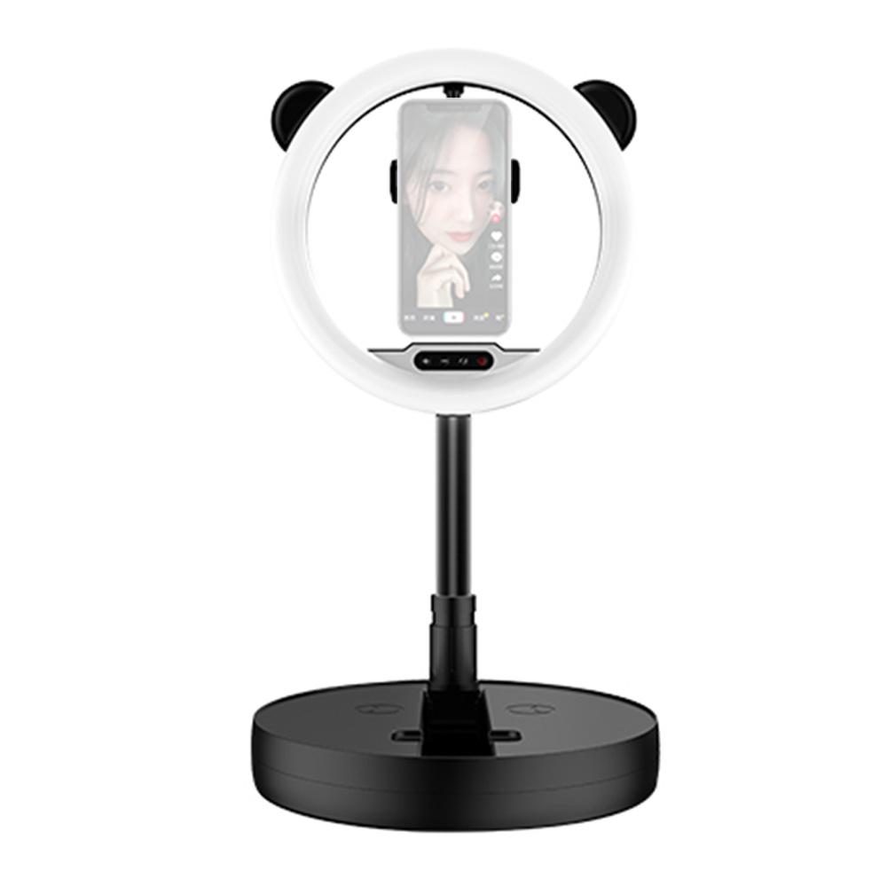 Đèn LED vòng tròn di động có thể gập lại với giá đỡ điện thoại 3 chế độ màu & 10 mức độ sáng để trang điểm