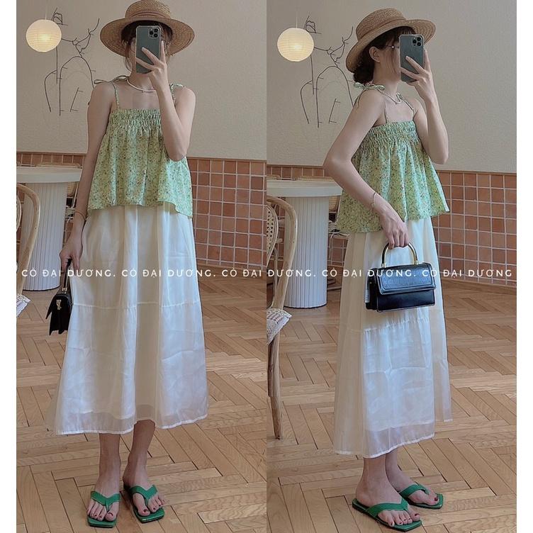 áo dây hoa nhí - 2(hoa xanh),freesize dưới 55kg