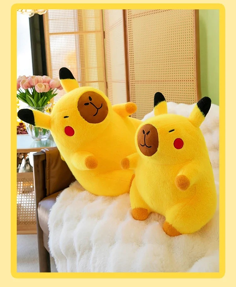 Thú nhồi bông capybara cosplay pikachu dễ thương - Size từ 35cm đến 45cm - Quà tặng gấu bông chuột lang êm mịn