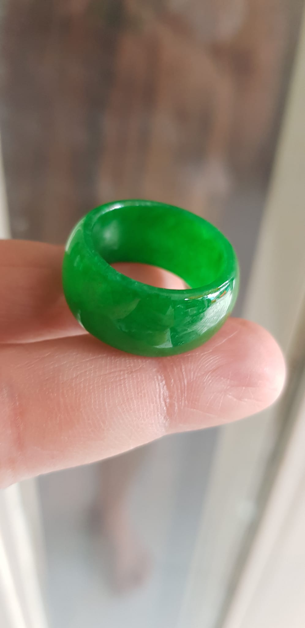 ️Nhẫn Nam Đá cẩm thạch xanh ngọc lý tươi bóng đẹp Nhẫn Ni 18mm x cao 11mm x dầy 3mm Hợp nam nữ mệnh mộc mệnh hỏa mệnh Thủy đeo ni nhỏ 18mm đẹp ạ