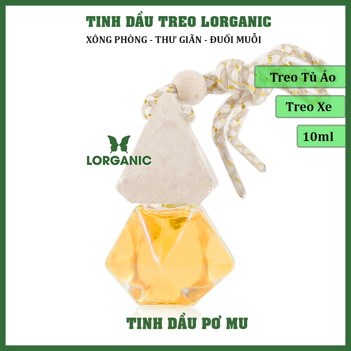 Tinh dầu thiên nhiên treo xe hơi, tủ áo Lorganic, hương thơm thiền tịnh