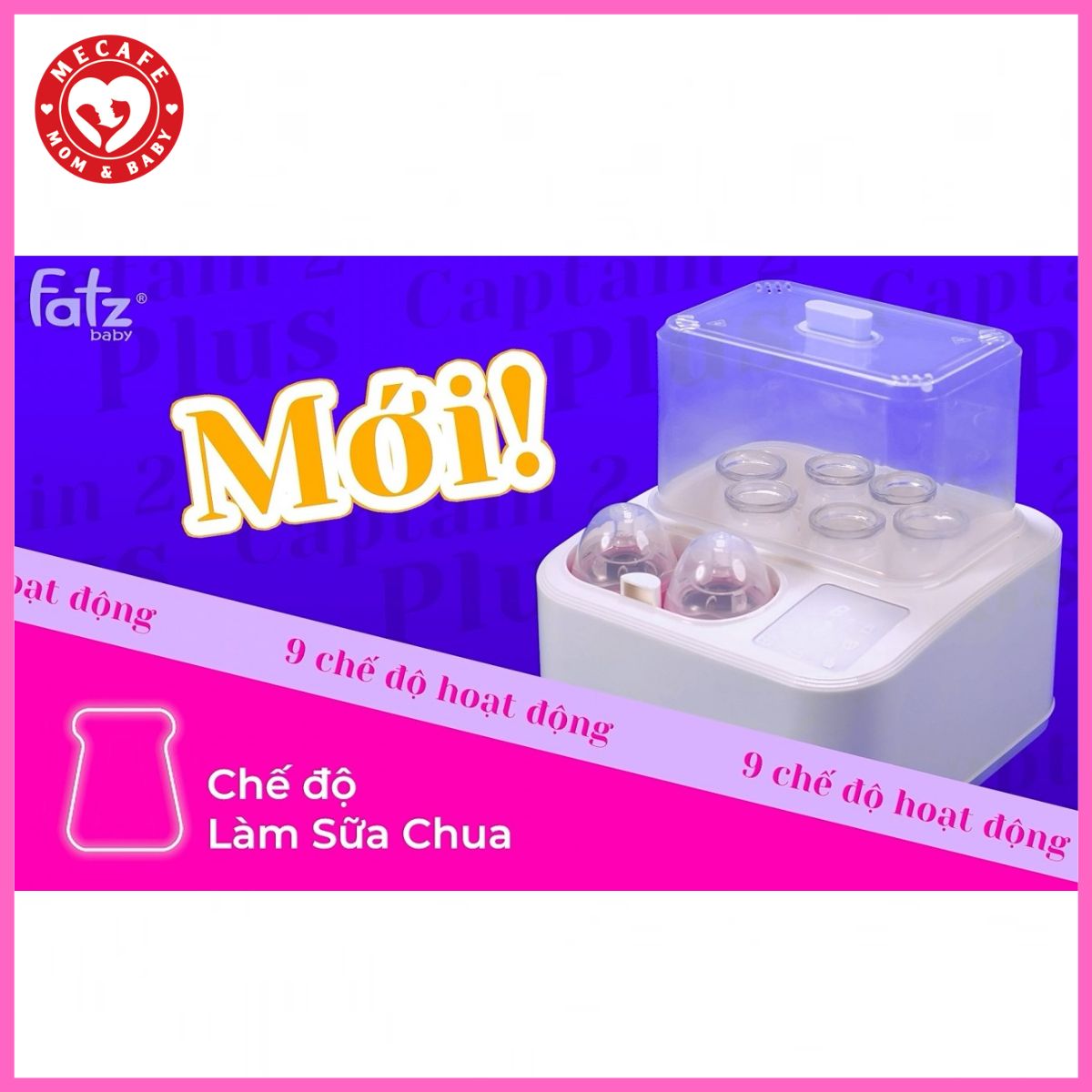 Máy tiệt trùng hâm sữa/sấy khô/nấu cháo/làm sữa chua Fatzbaby CAPTAIN 2 PLUS (9 trong 1)