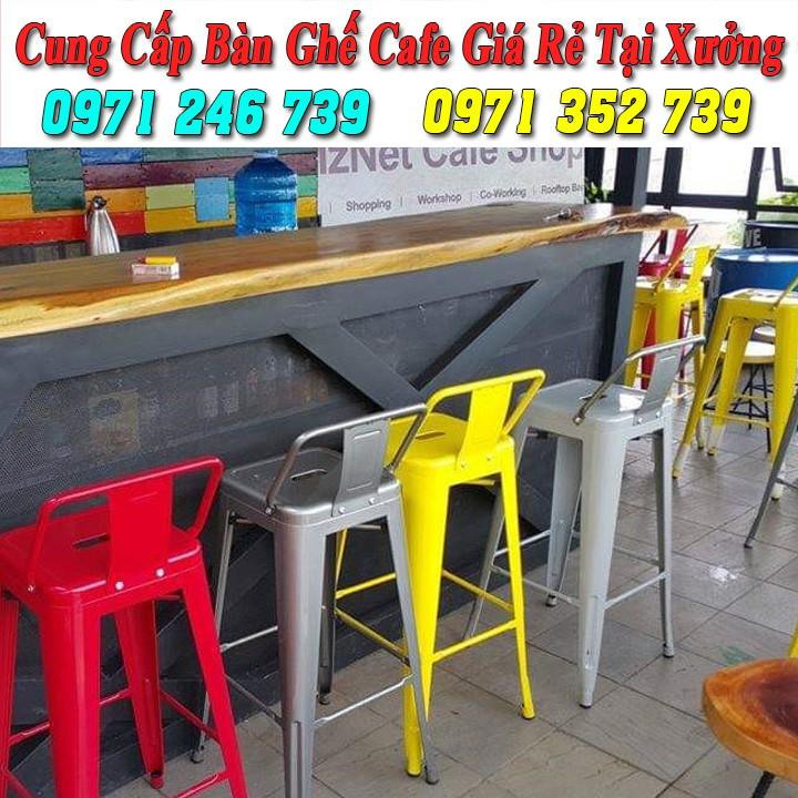 Ghế bar, ghế cao tolix có tựa nhập khấu giá rẻ nhất