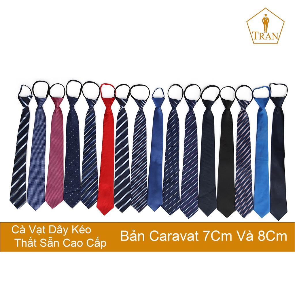 Cavat, Caravat, Cravat Nam Dây Kéo Thắt Sẵn 7cm, 8cm Cao Cấp