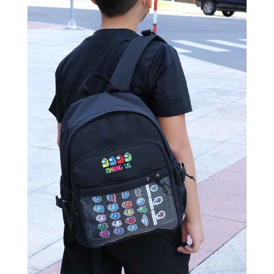 Balo học sinh unisex chất dù nhẹ bền với thiết kế thêu chuyển màu độc đáo "Among Us" - BOM