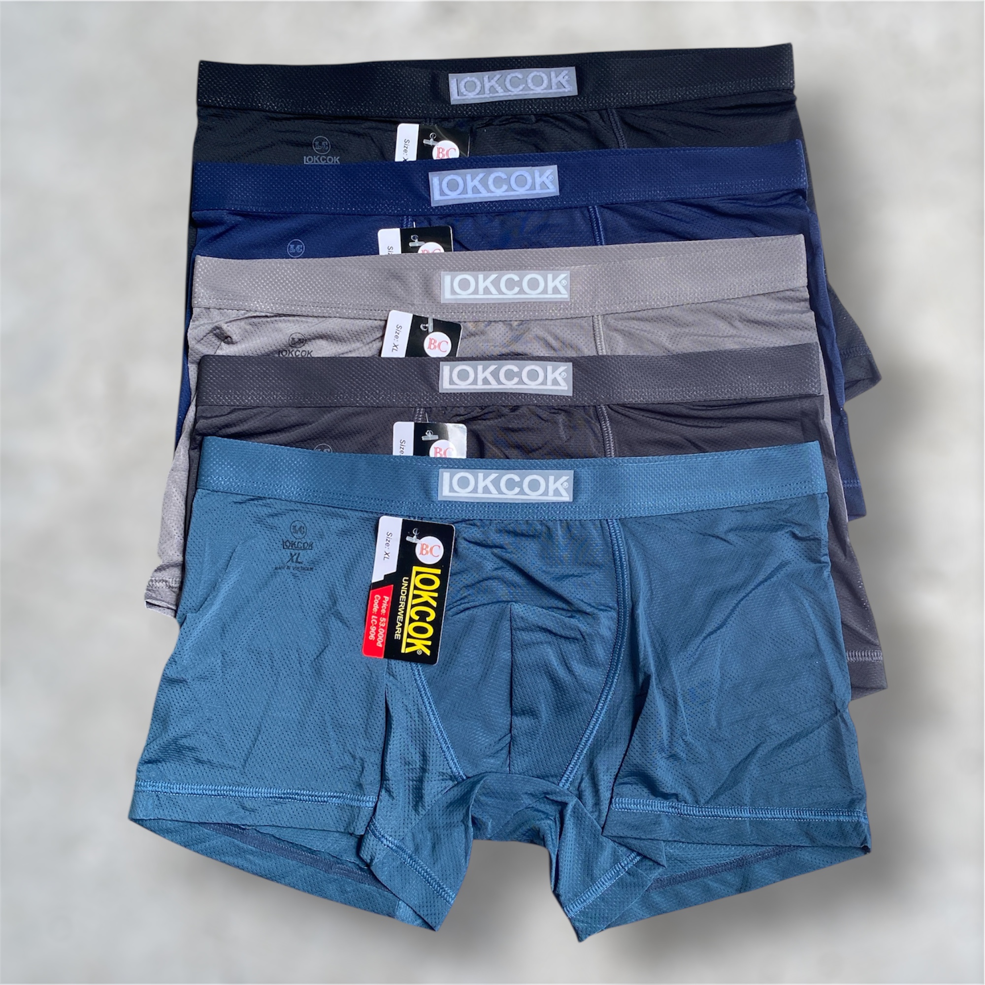 Combo 5 Quần Lót Đùi Nam Boxer Thun Lạnh Thông Hơi Trơn LokCok 906 Size M-3XL