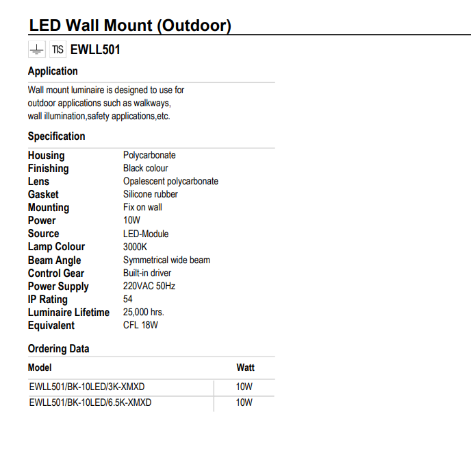 ĐÈN GẮN TƯỜNG NGOÀI TRỜI LUMAX#EWLL 501/BK-10LED/XMXD
