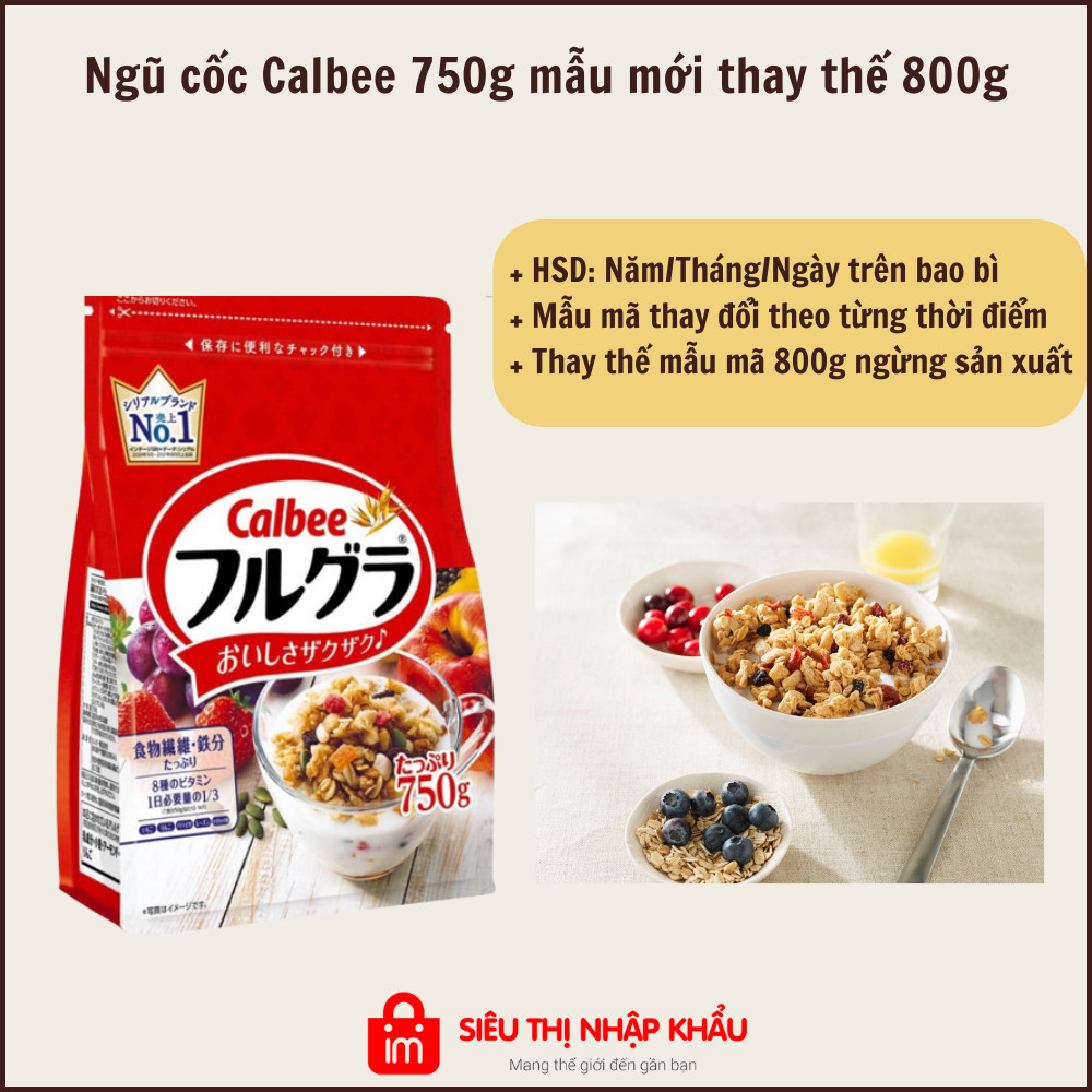 Ngũ cốc Calbee vị Trái cây gói đỏ 800gr