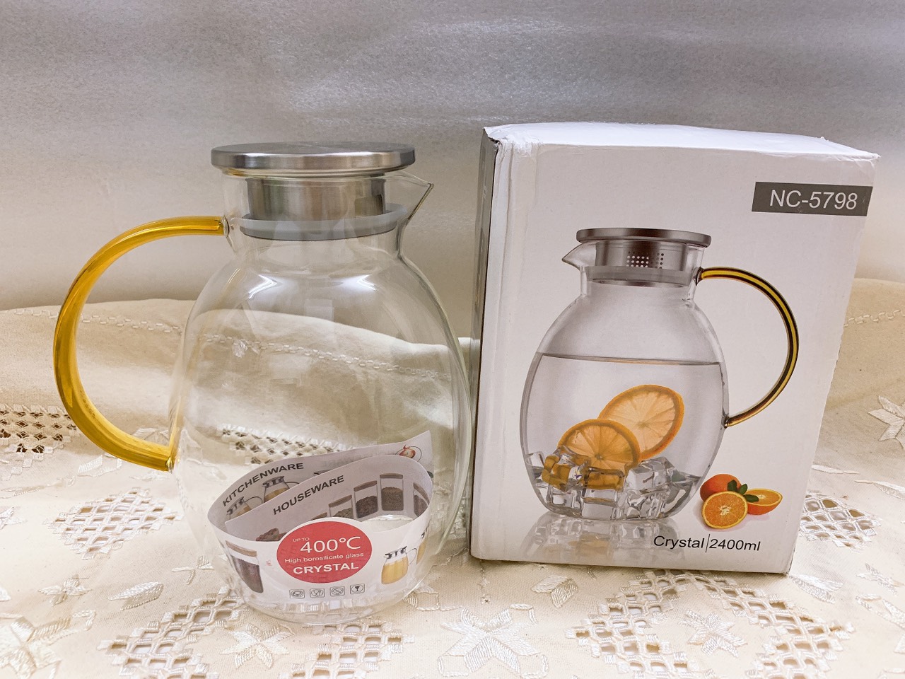 BÌNH ĐỰNG NƯỚC THỦY TINH CHỊU NHIỆT LÊN TỚI 400 ĐỘ C LL - 2400ML - ANTH232