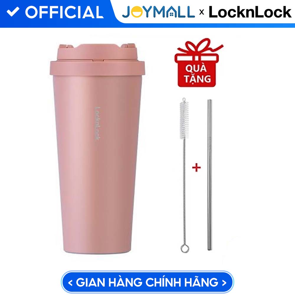 Ly Giữ Nhiệt Lock&Amp;Lock Energetic One Touch Tumbler Lhc3249 550Ml - Hàng Chính Hãng, Bằng Thép Không Gỉ Inox 316L, Nắp Mở Một Chạm, Tặng Ống Hút Và Cọ Rửa - Hồng