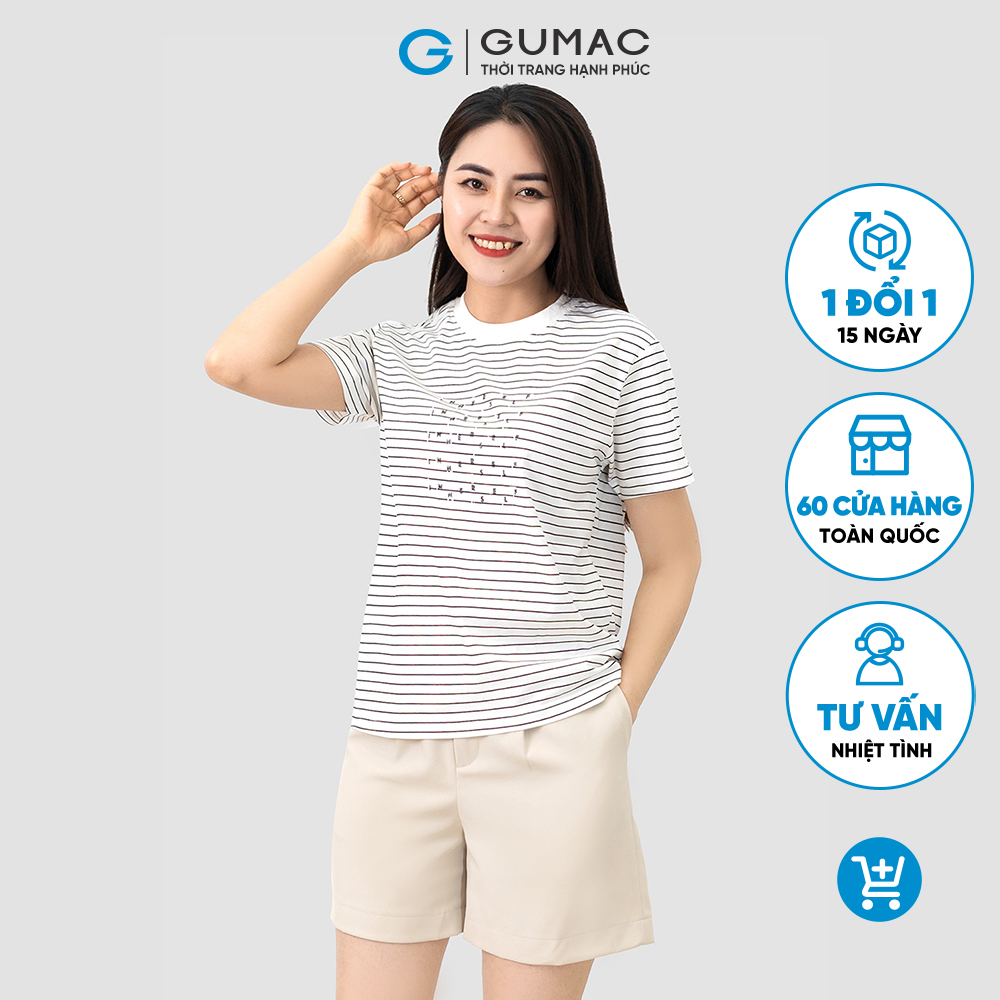 Áo thun sọc ngang in thời trang GUMAC ATD03022