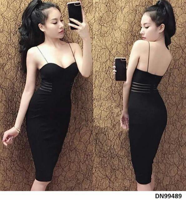 Đầm body sexy phối lưới sọc