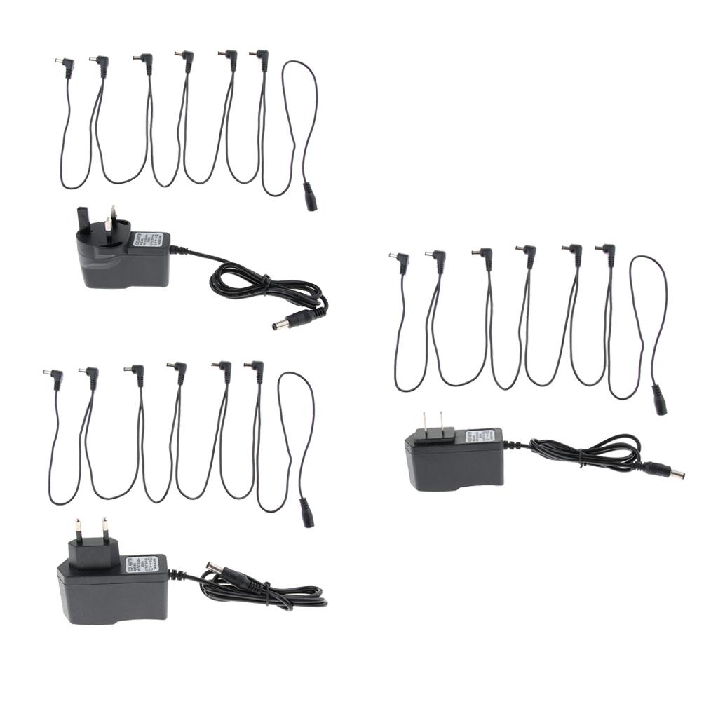 1 to 6 Way Guitar Effect Pedals Power Supply Cable + Adapter