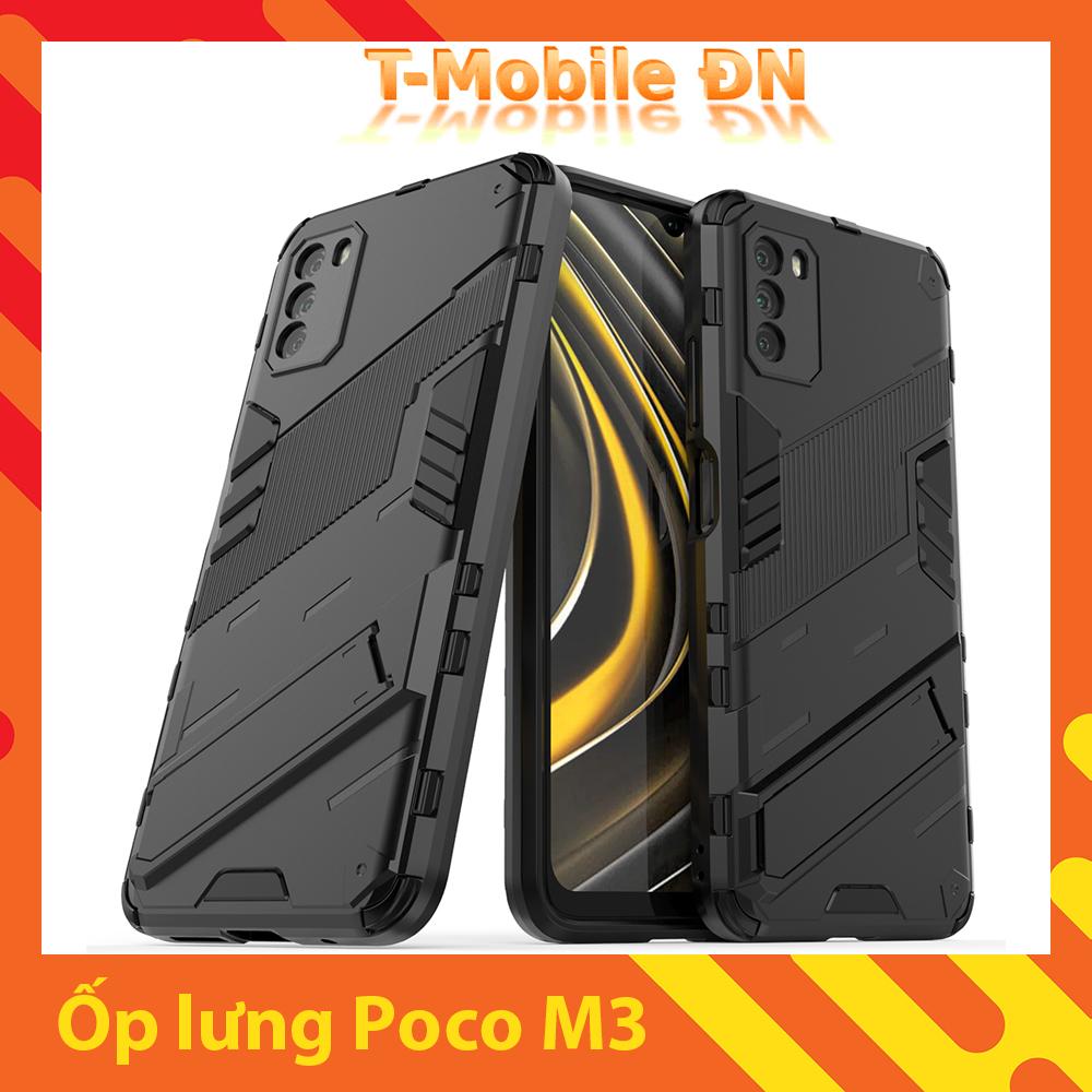 Ốp lưng cho Xiaomi Poco M3, Ốp chống sốc Iron Man PUNK cao cấp kèm giá đỡ cho Poco M3