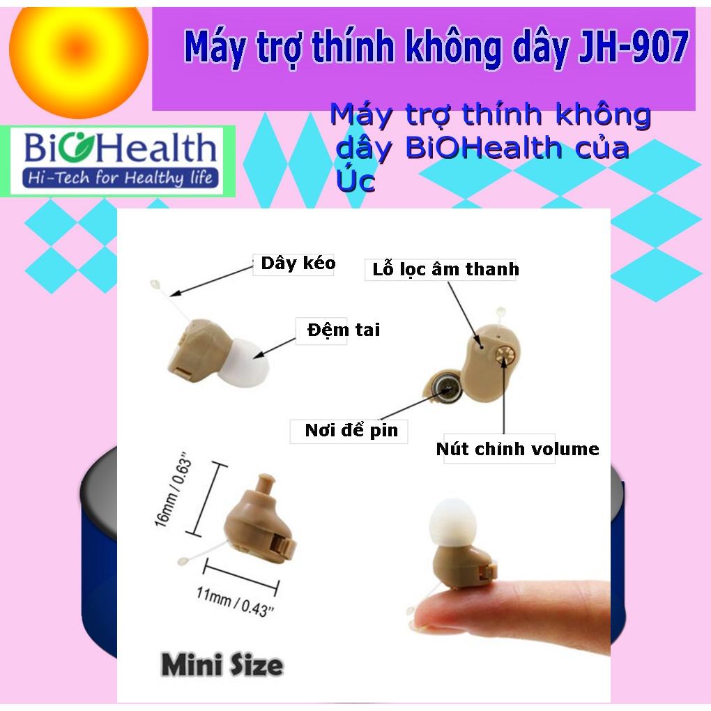 Máy Trợ Thính Đeo Tai Không Dây Biohealth JH-907 Nhét Vào Tai, Thương Hiệu Nổi Tiếng Của Úc