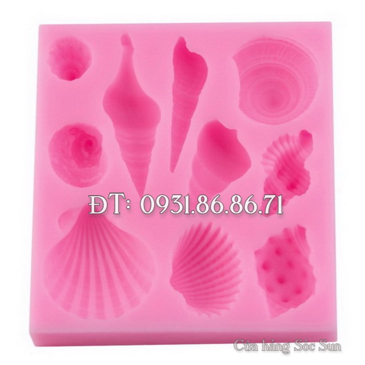 Khuôn silicon 10 con sò, ốc biển - Mã số 1174