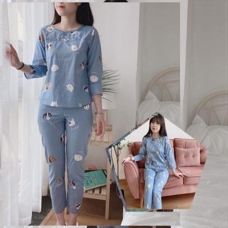 Quần áo mặc nhà, đồ ngủ, sau sinh nơ cổ siêu xinh