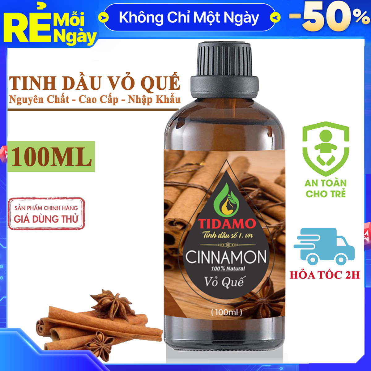 Tinh Dầu Vỏ Quế Nguyên Chất Nhập Khẩu Ấn Độ 100ML. Tinh Dầu Quế Cao Cấp Để Xông Phòng Kháng Khuẩn, Phòng Tránh Cảm Cúm - Dùng Với Máy Khuếch Tán Tinh Dầu