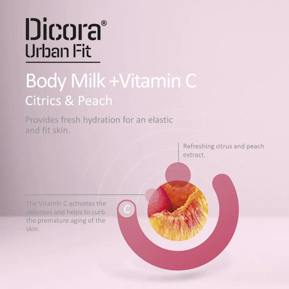 Sữa Dưỡng Thể Vitamin C Dicora Urban Fit Hương Cam Quýt Và Đào 400ml