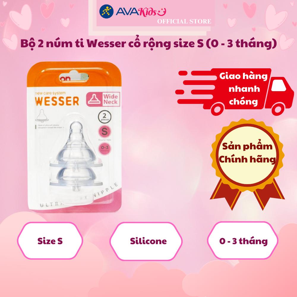 Bộ 2 núm ti Wesser cổ rộng size S (0 - 3 tháng)