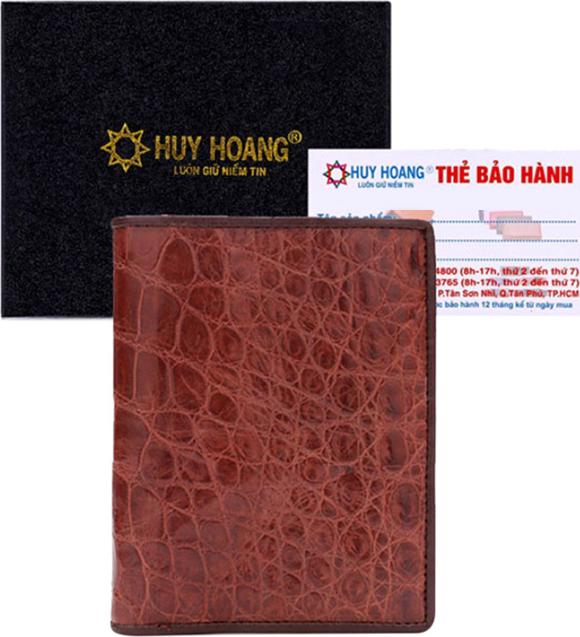 Ví Nam Da Cá Sấu Kiểu Đứng Huy Hoàng HT2229 - Nâu Đỏ