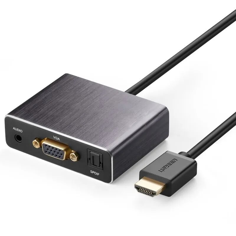 Cáp chuyển đổi HDMI to VGA + Audio và 1 cổng quang SPDIF 7.1 Màu Đen Ugreen GK