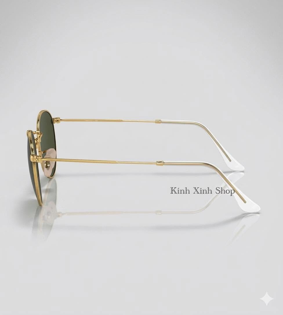 Kính râm thầy bói dáng tròn form nhỏ mắt thủy tinh chống nắng gọng kim loại vàng