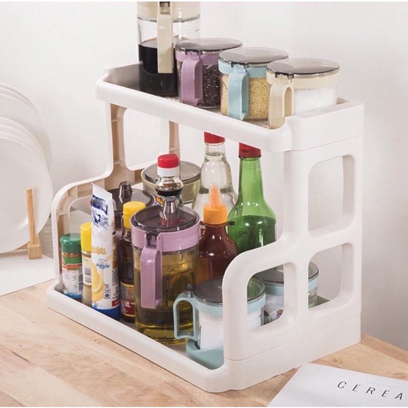 Kệ gia vị 2 tầng nhà bếp Việt Nhật chắc chắn, Kệ gia vị chữ H đựng đồ dùng nhà bếp tiện lợi