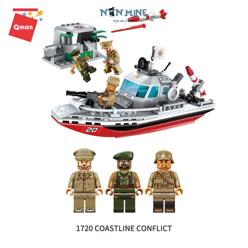 Bộ Xếp Hình Lắp Ghép Quân Đội Qman 1720 Tàu Cano Nhỏ 235 Chi Tiết Kèm 3 Minifigure