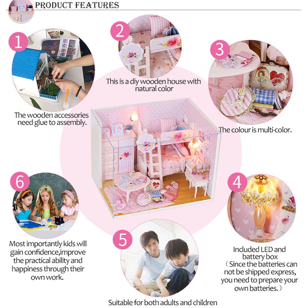 Mô hình nhà búp bê kích thước nhỏ đồ nội thất bằng gỗ
