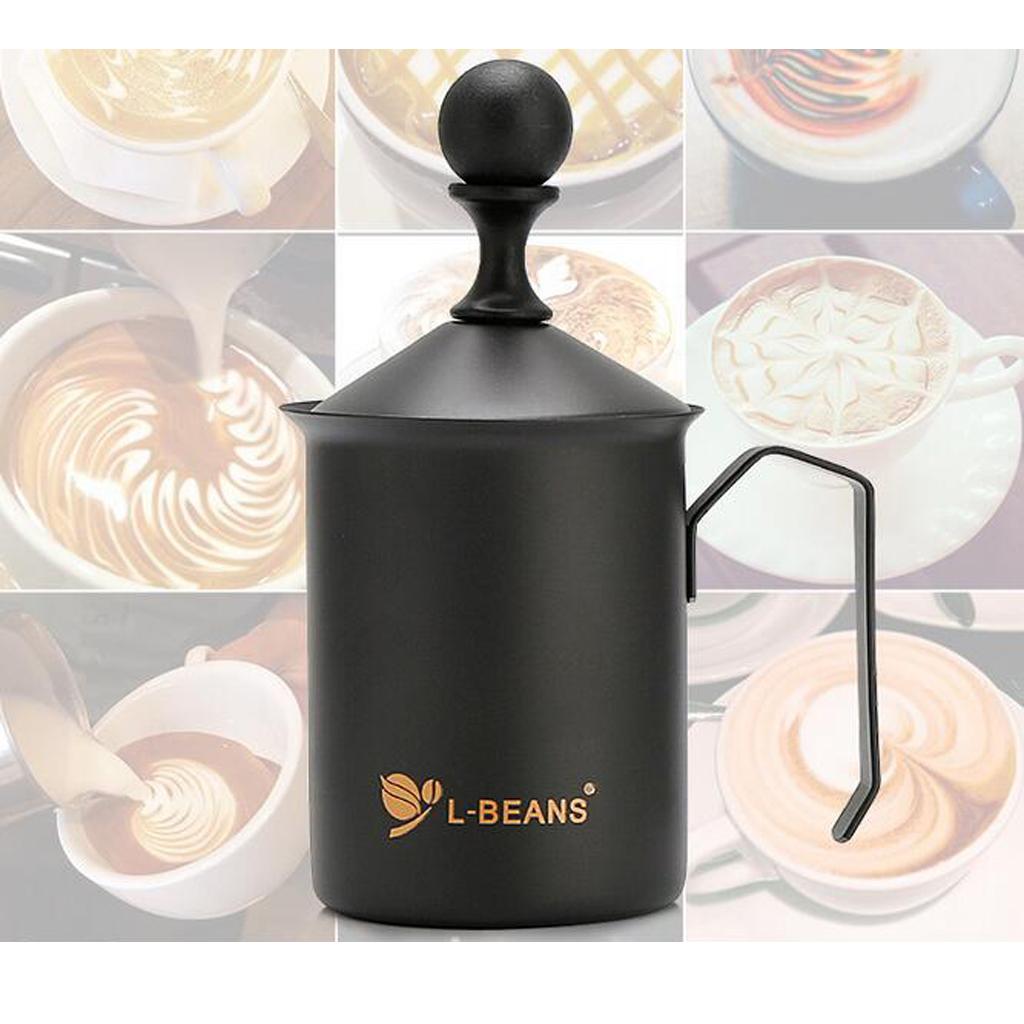 600ml Stainless Steel Milk Frother 2 Mesh Coffee Cappuccino Foamer Creamer