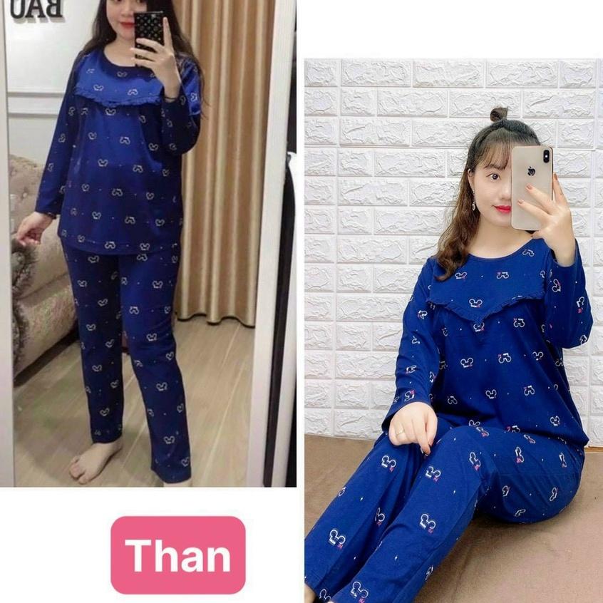 Bộ bầu sau sinh mùa hè Lụa dài tay có khóa ngực Freesize 68kg