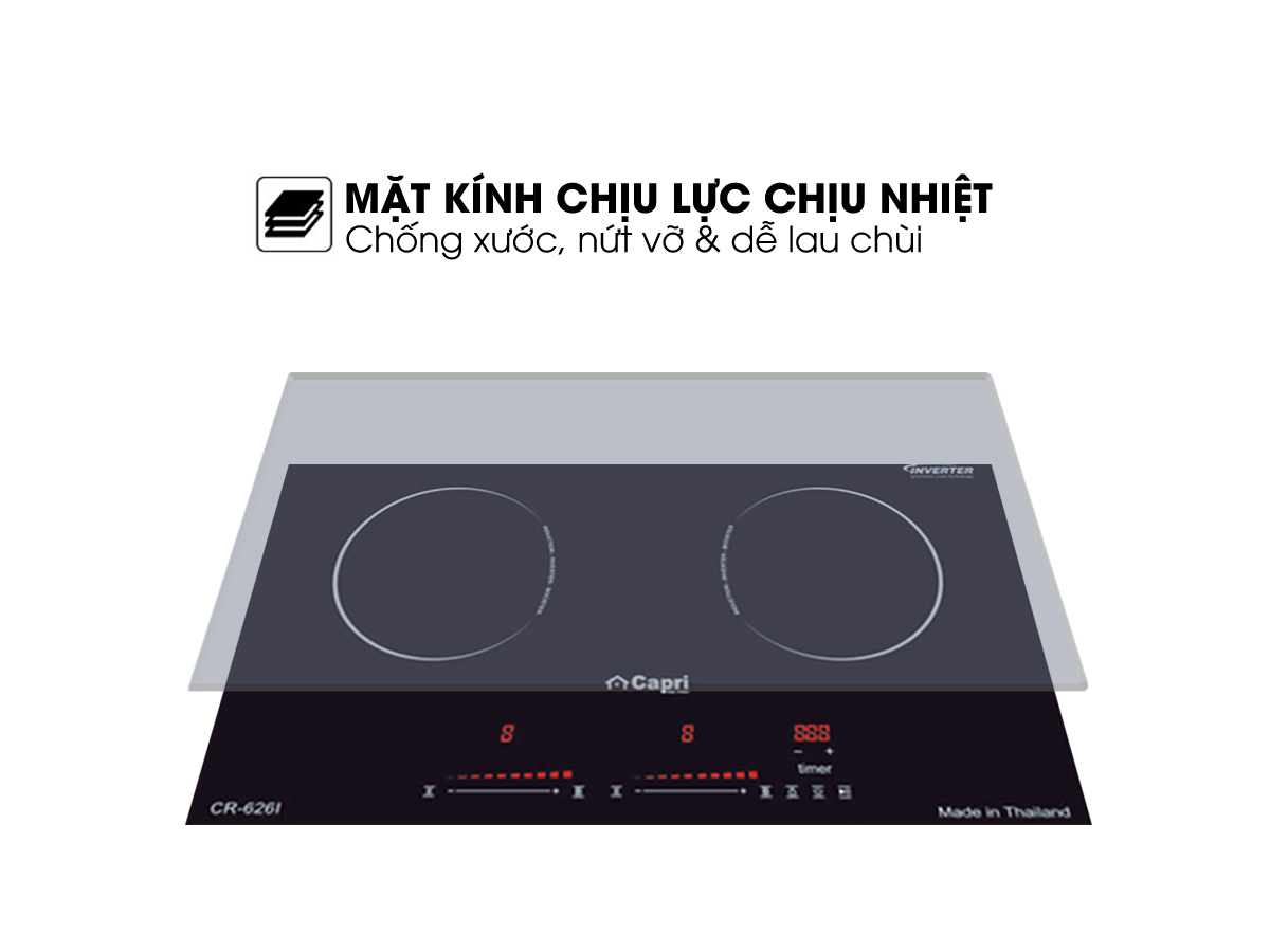 Bếp Điện Từ Đôi Capri CR-626I - Hàng Nhập Khẩu Thái Lan, Sản Xuất Theo Công Nghệ Tiên Tiến Châu Âu, Tiết Kiệm Điện Và Thời Gian Nấu Tối Ưu