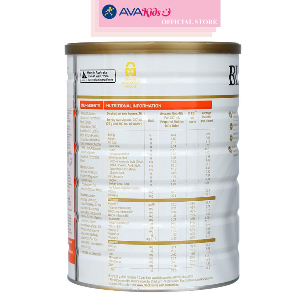 Sữa bột Blackmores Toddler Milk Drink số 3 hương vani 900g (từ 1 tuổi)
