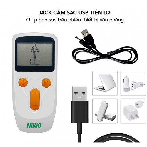 Máy Massage Xung Điện Trị Liệu Nikio NK-102 - 8 Miếng Dán Mát Xa Giảm Đau Nhức Toàn Thân Với Công Nghệ Điện Xung Mới - Đèn Hồng Ngoại Hỗ Trợ Trị Viêm Mũi Dị Ứng, Viêm Xoang - Pin Sạc Không Dây Tiện Lợi