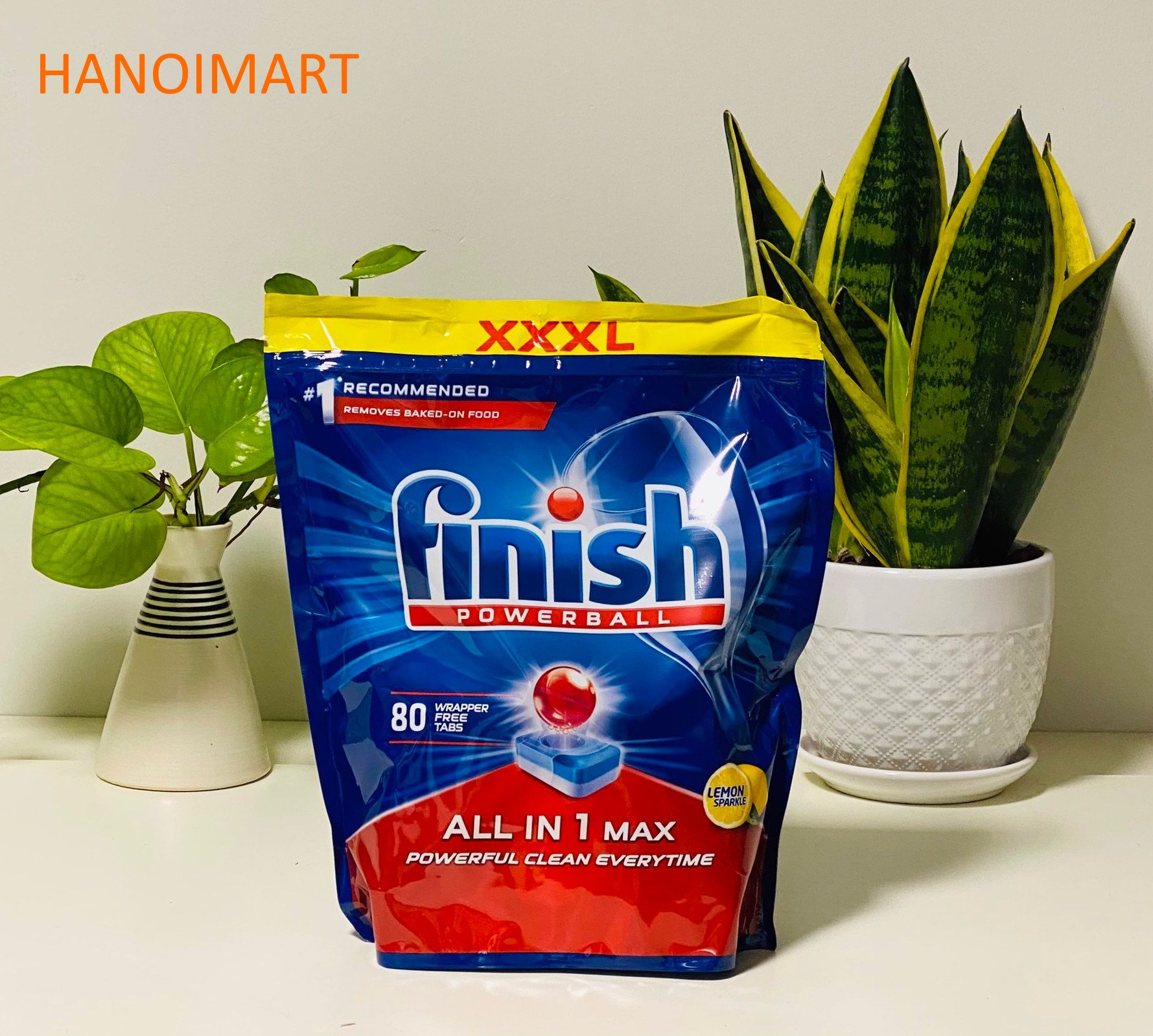 Túi 80 viên rửa chén Finish All In 1 Max Dishwasher Tablets Lemon PTT025452 - hương chanh