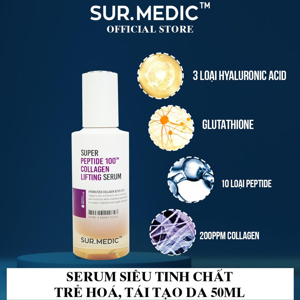 Tinh Chất Trẻ Hoá Da SURMEDIC Super Peptide 100tm Collagen Lifting Serum 50ml