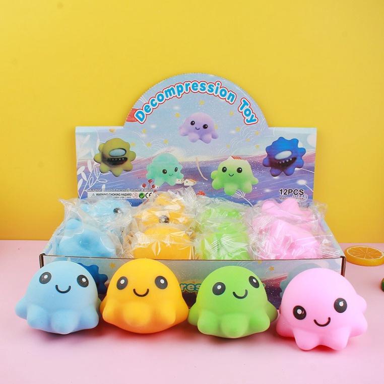 Squishy hình bạch tuộc màu mè đồ chơi bóp tay mềm mịn dễ thương chân thực giảm stress co dãn đàn hồi ngộ nghĩnh