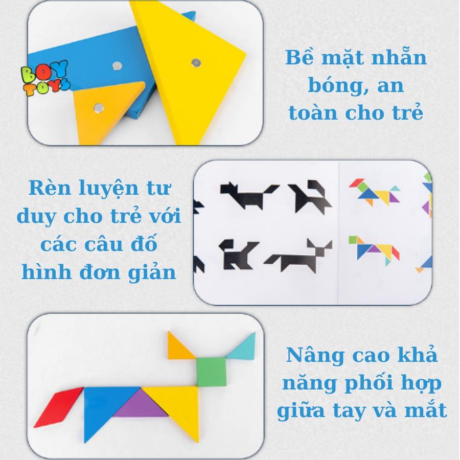 Đồ chơi xếp hình gỗ thông minh Tangram giúp bé rèn luyện tư duy sáng tạo từ nhỏ