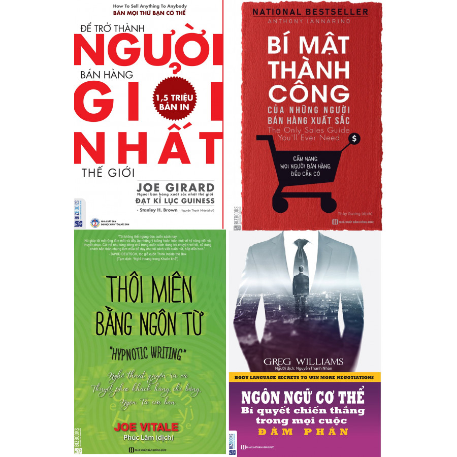 Bộ Sách Tuyệt Chiêu Bán Hàng Thời 4.0 ( Để Trở Thành Người Bán Hàng Giỏi Nhất Thế Giới + Bí Mật Thành Công Của Những Người Bán Hàng Xuất Sắc + Thôi Miên Bằng Ngôn Từ + Ngôn Ngữ Cơ Thể ) tặng kèm bookmark