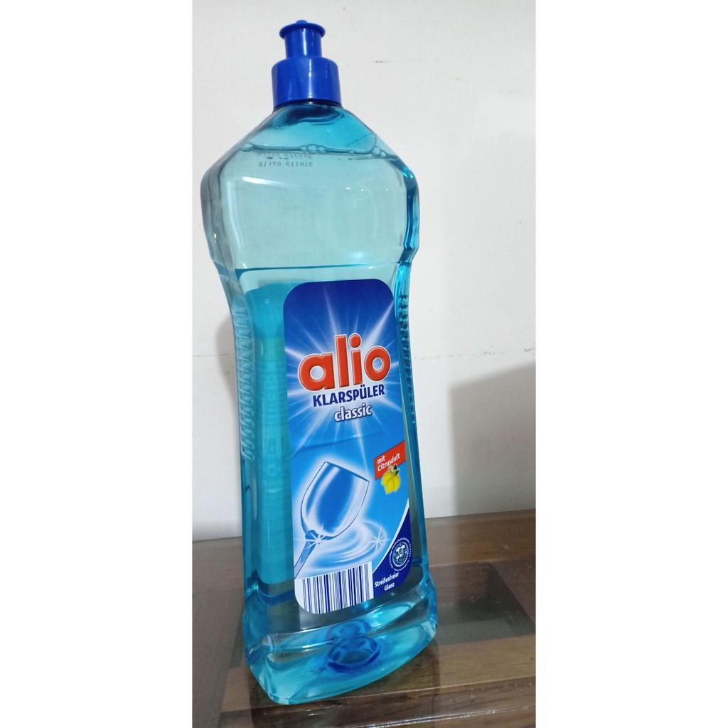 Nước làm bóng Alio hỗ trợ sấy khô hiệu quả 1 lít dùng cho Máy Rửa Bát Chén + Tặng viên Alio dùng thử