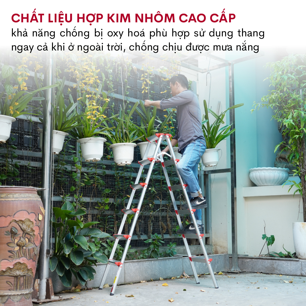 Thang nhôm gấp chữ A FUJIHOME 3-4-5-6 bậc gọn nhẹ chắc chắn - Bảo hành điện tử toàn quốc 24 tháng