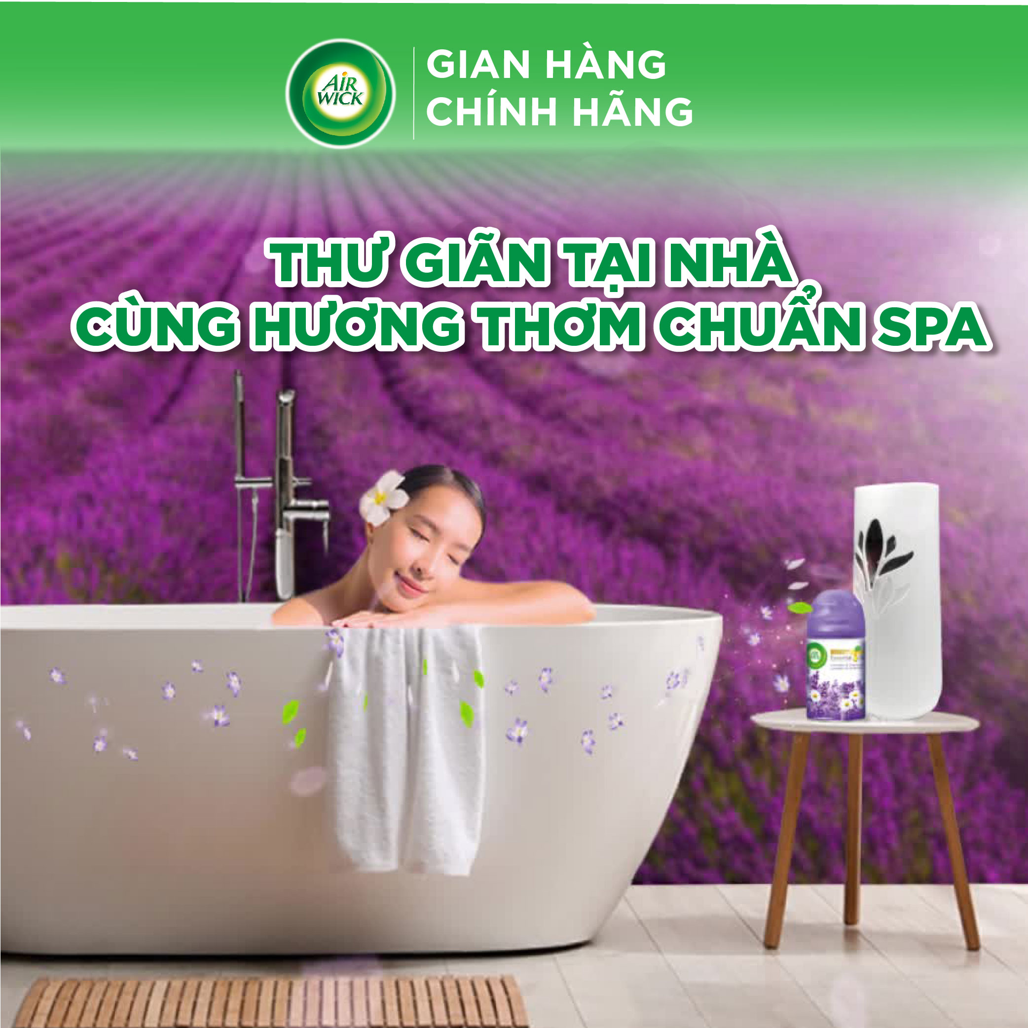 Bộ máy xịt thơm phòng tự động AIRWICK hương Lavender và Lõi Cam Quýt, tinh dầu thiên nhiên, khử mùi hiệu quả 24/7