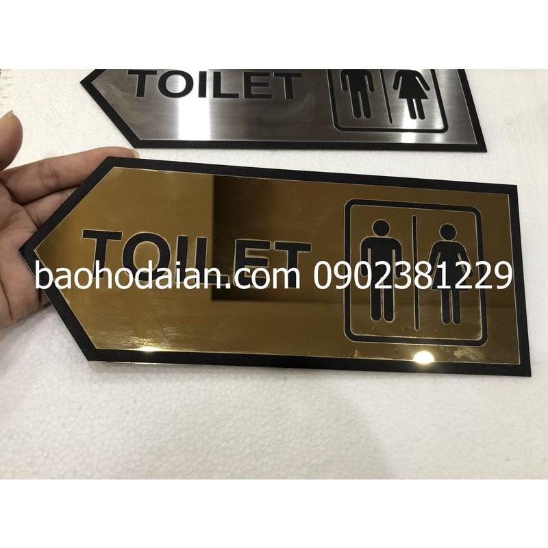 Bảng chỉ dẫn nhà vệ sinh, toilet, wc inox in uv 10 x 25cm