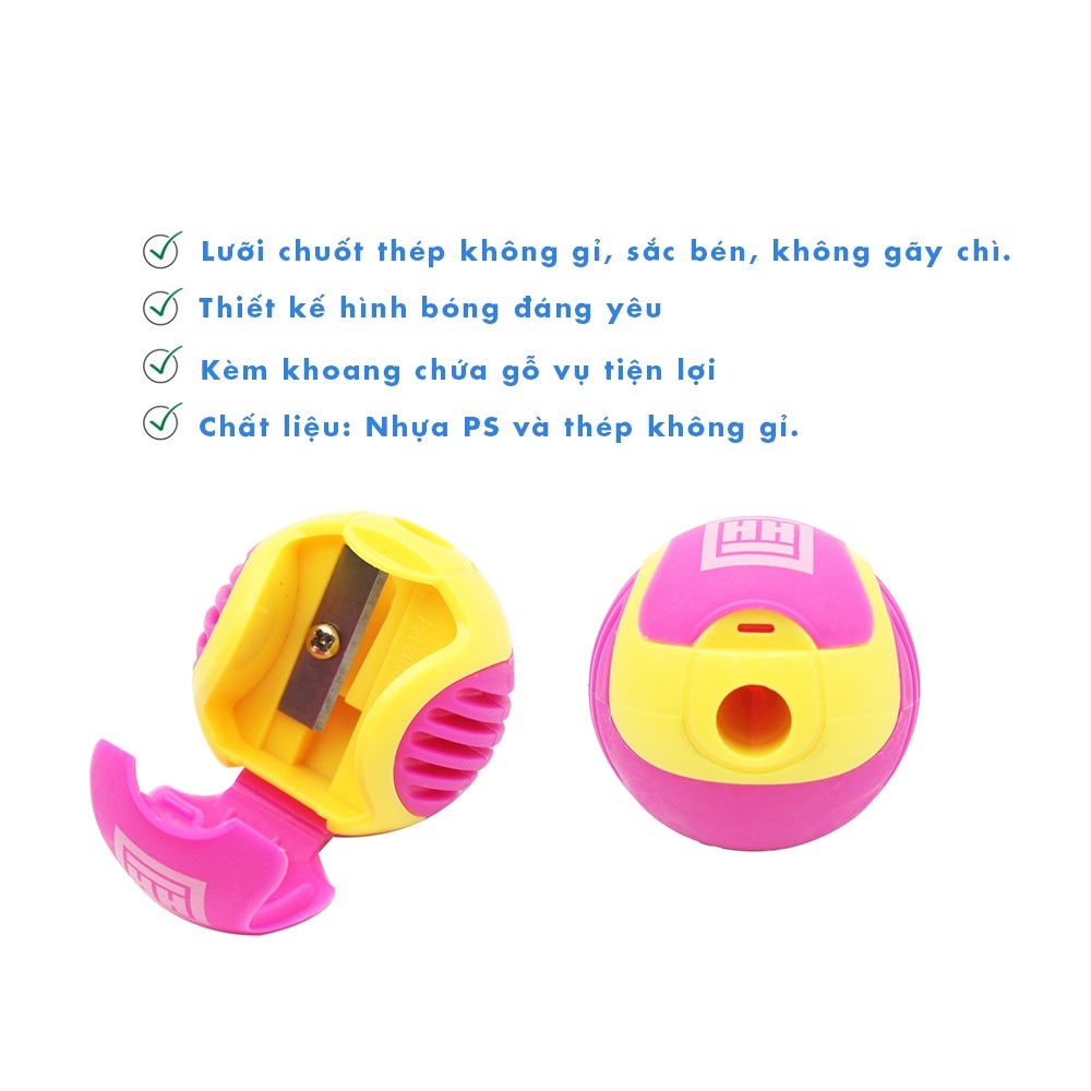 Gọt Bút Chì Hình Bóng HH – 3509 Thiết Kế Thông Minh, Nhỏ Gọn. Lưỡi Chuốt Sắc Bén, Không Gãy Chì